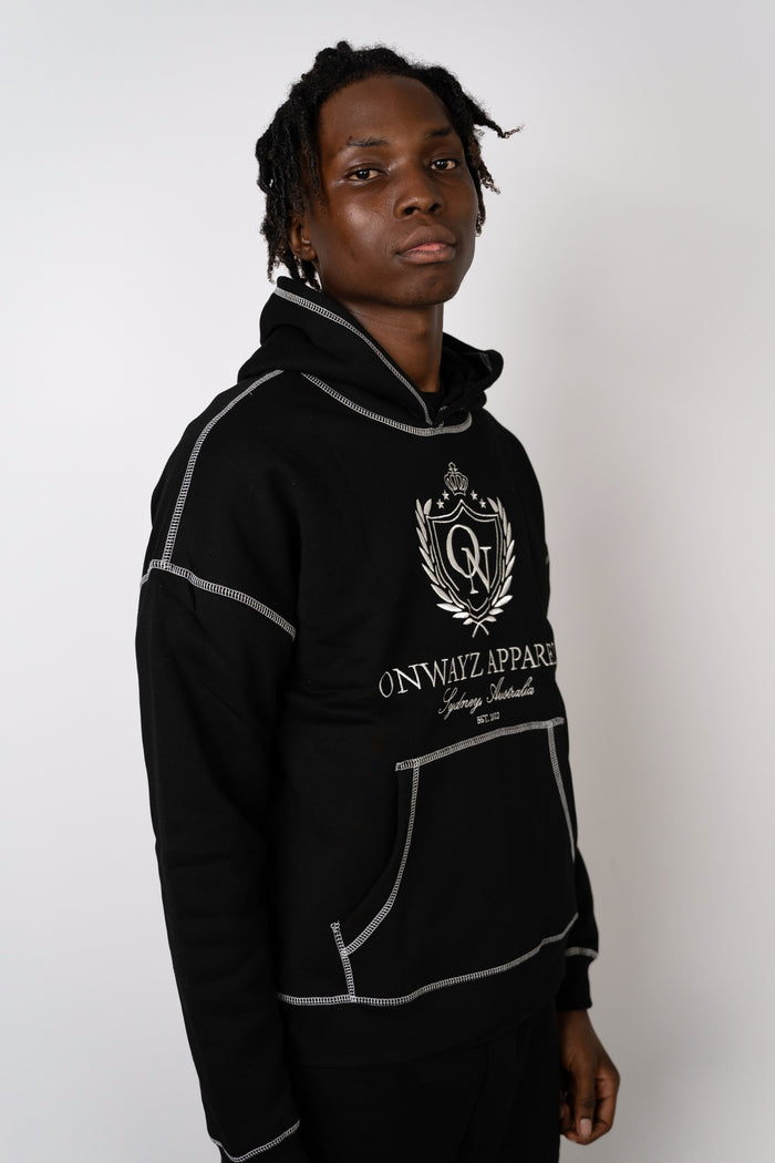 Crest Stitch Hoodie - Black