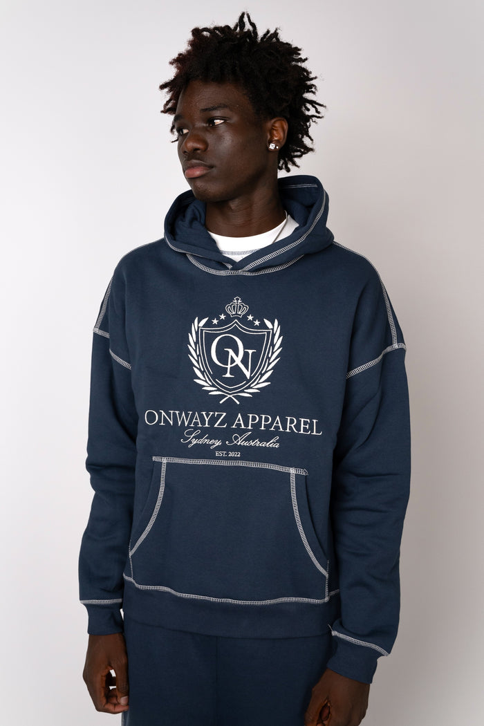 Crest Stitch Hoodie - Navy