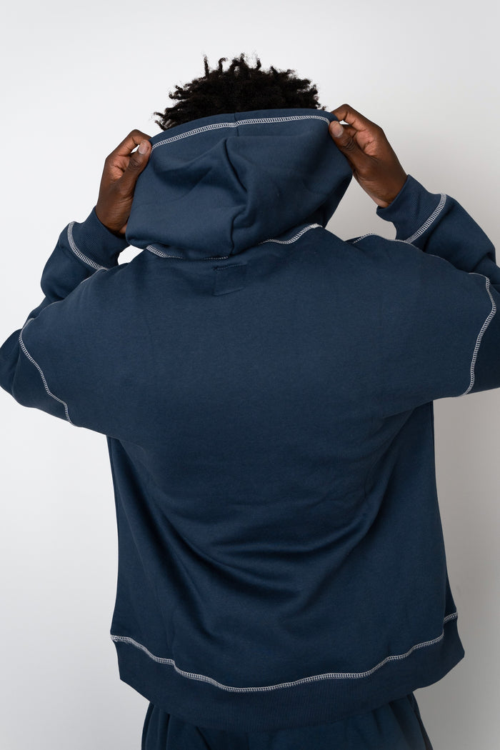 Crest Stitch Hoodie - Navy