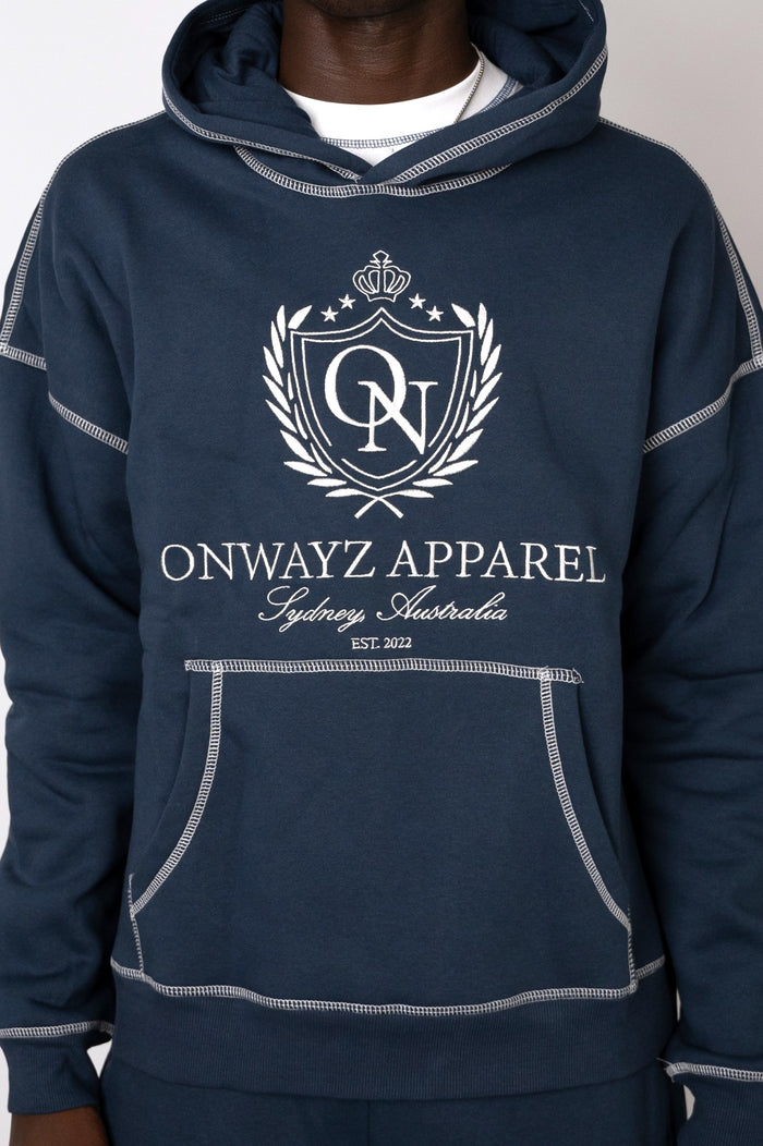 Crest Stitch Hoodie - Navy