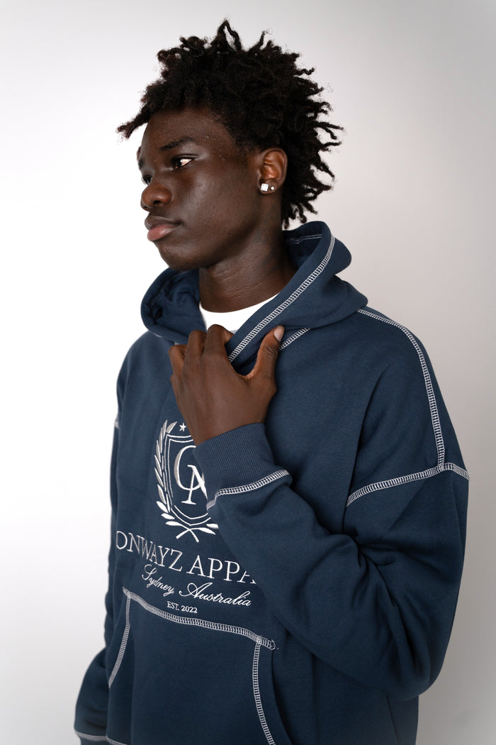 Crest Stitch Hoodie - Navy