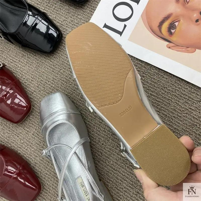 Cross Strap Mary Jane Flats - Fashionnsio