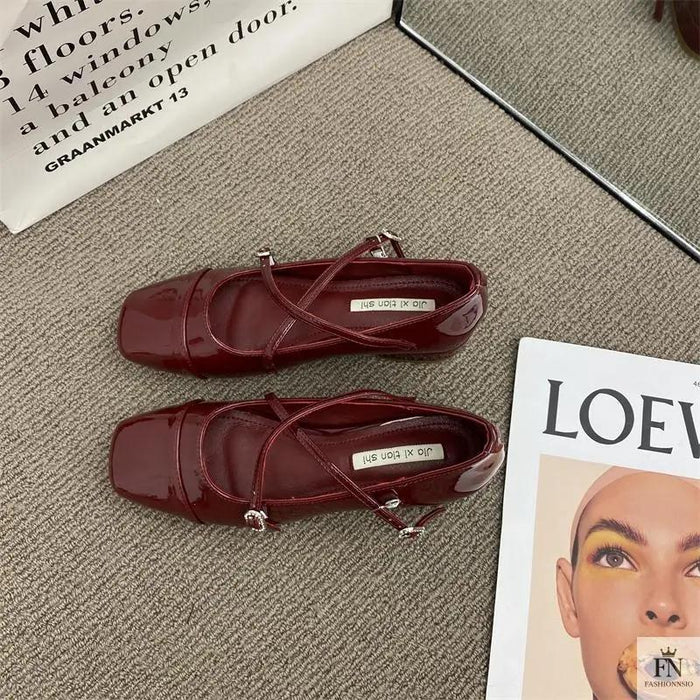Cross Strap Mary Jane Flats - Fashionnsio