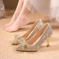 Crystal Sequins Bowknot Cinderella Heels fashionnsio