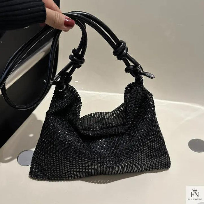 Crystal Inlaid Knot Shoulder Bags - Fashionnsio