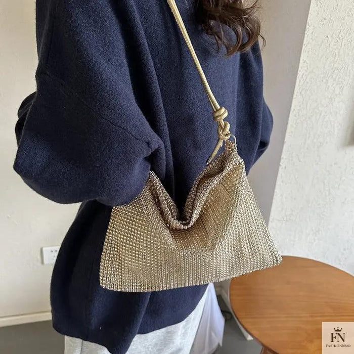 Crystal Inlaid Knot Shoulder Bags - Fashionnsio