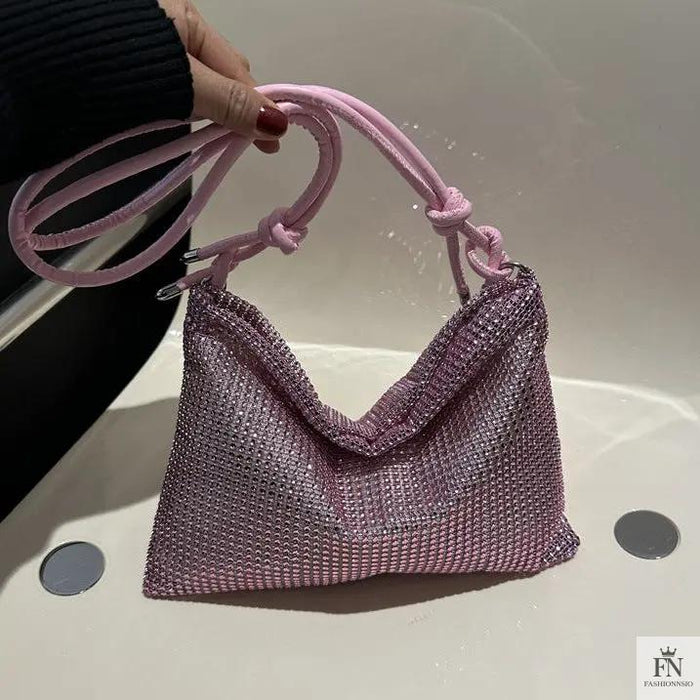 Crystal Inlaid Knot Shoulder Bags - Fashionnsio