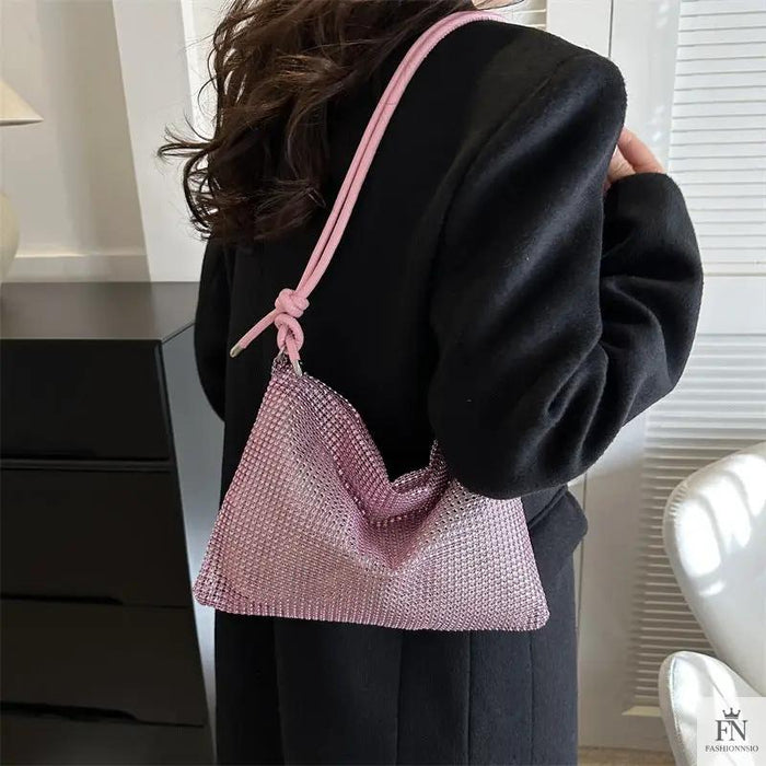 Crystal Inlaid Knot Shoulder Bags - Fashionnsio