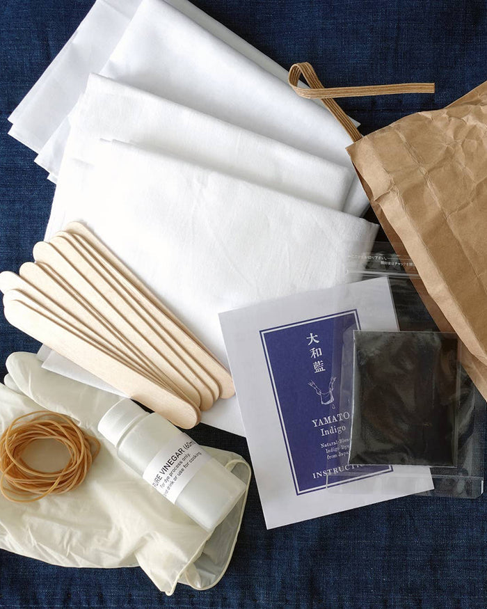 Curious Corners, Yamato Indigo Shibori Kit (Bandana + Tenugui)