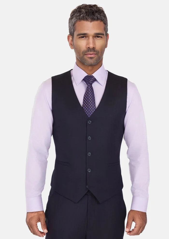 Deep Navy Herringbone Vest - SARTORO