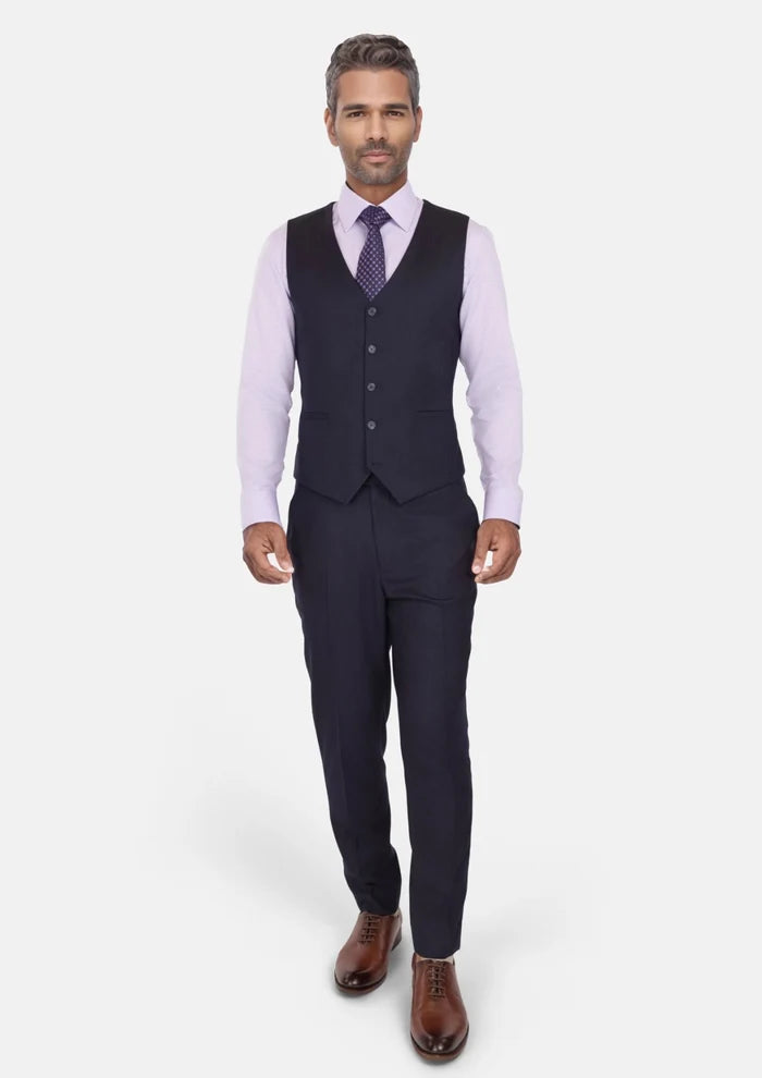 Deep Navy Herringbone Vest - SARTORO