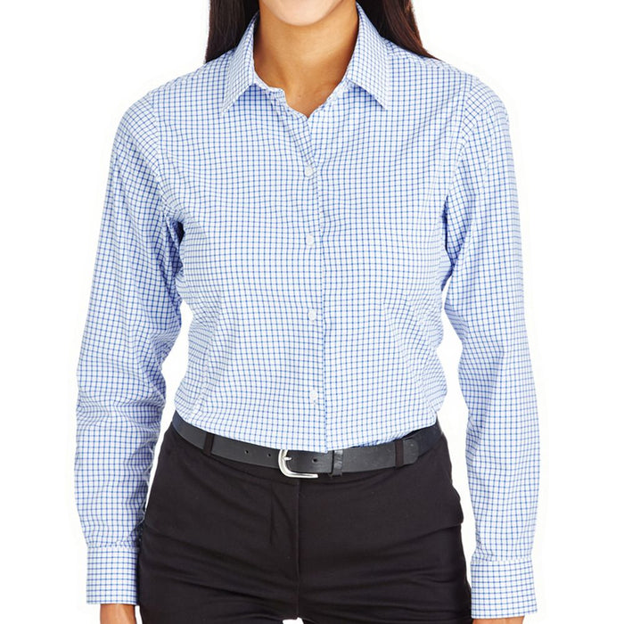 Devon & Jones CrownLux Women's Micro Windowpane Button Up Shirt