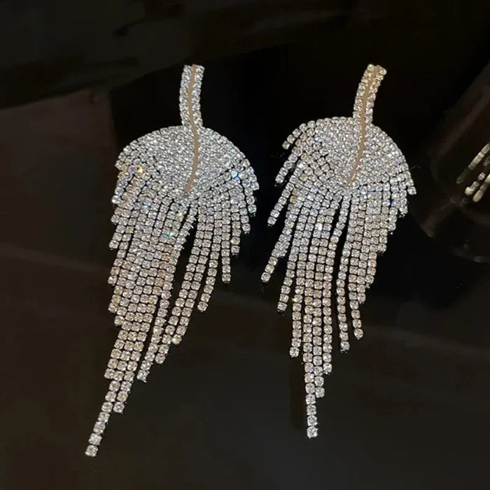 Diamond Leaf Tassel Earrings fashionnsio