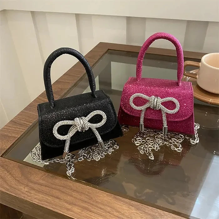 Diamond Sparkling Bowknot Handbags fashionnsio