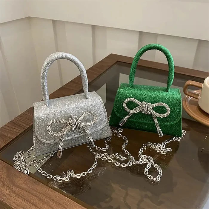 Diamond Sparkling Bowknot Handbags fashionnsio