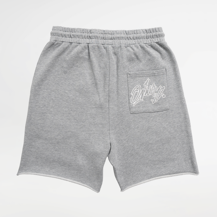 Distressed Applique Shorts - Grey