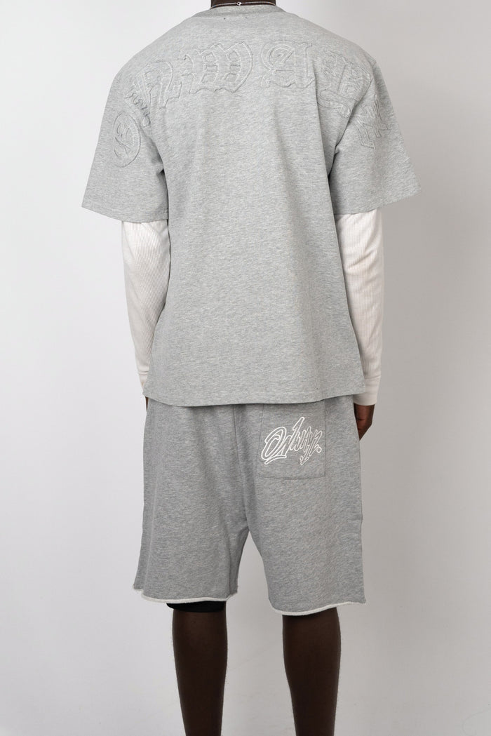 Distressed Applique Shorts - Grey