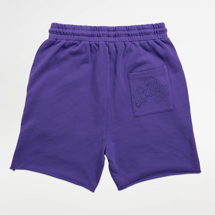 Distressed Applique Shorts - Purple