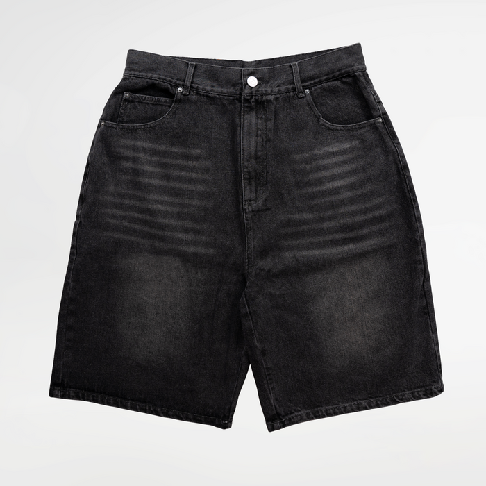 Distressed Logo Jorts - Black