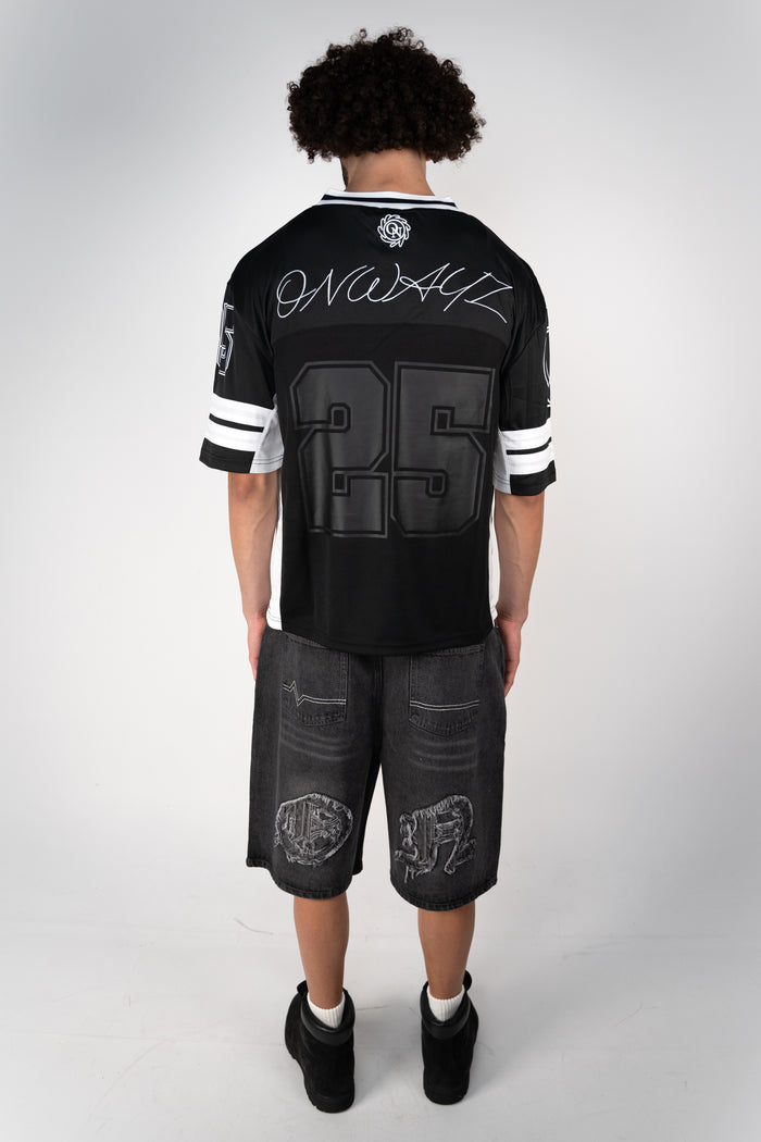 Distressed Logo Jorts - Black