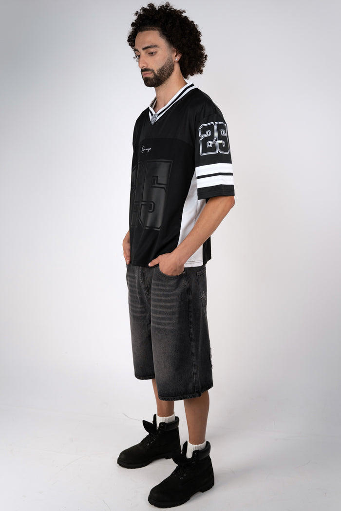 Distressed Logo Jorts - Black