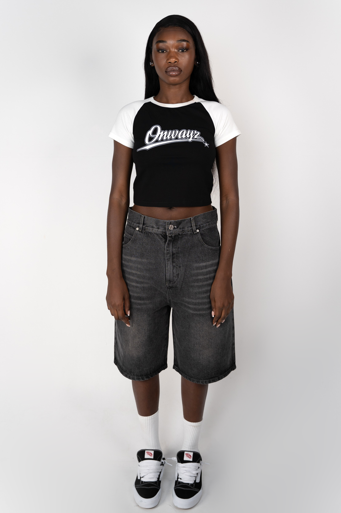 Distressed Logo Jorts - Black