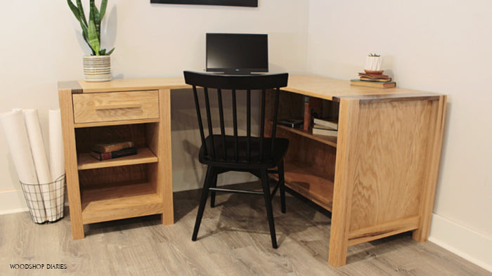 DIY L Shaped Desk with Shelves