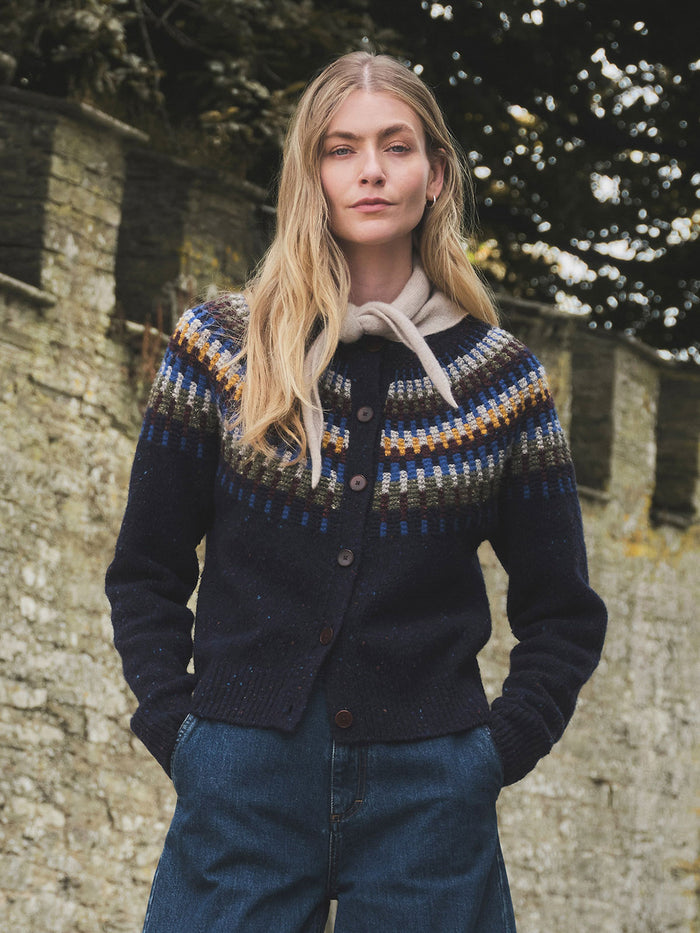 Donegal Stitch Yoke Cardigan