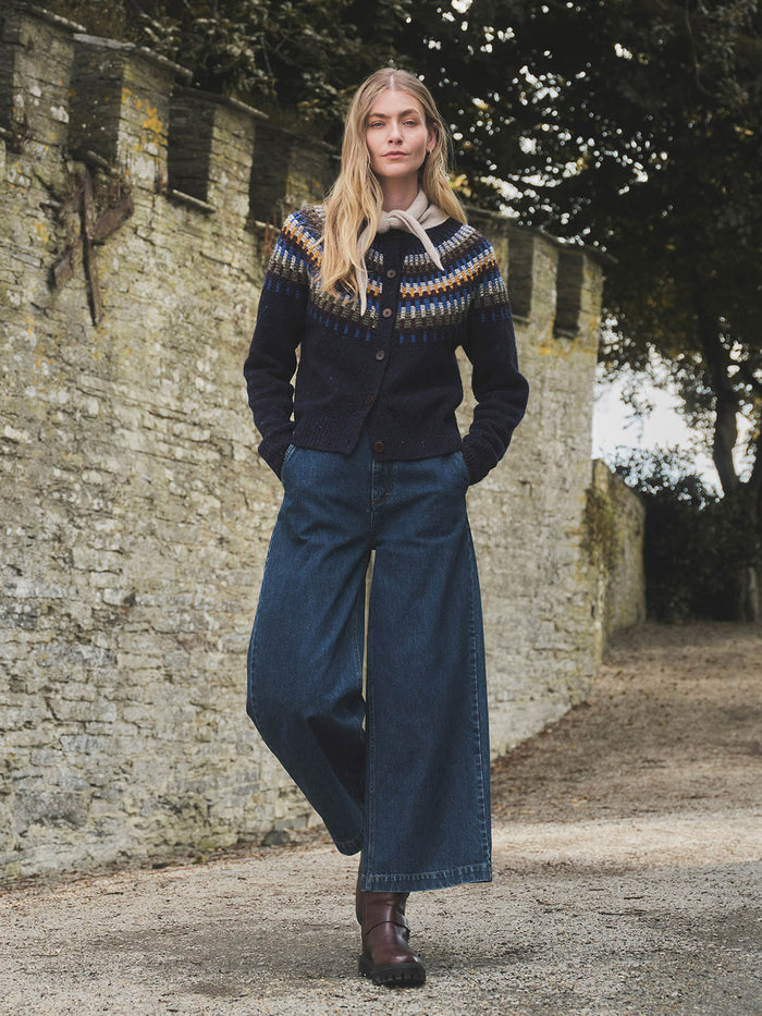 Donegal Stitch Yoke Cardigan