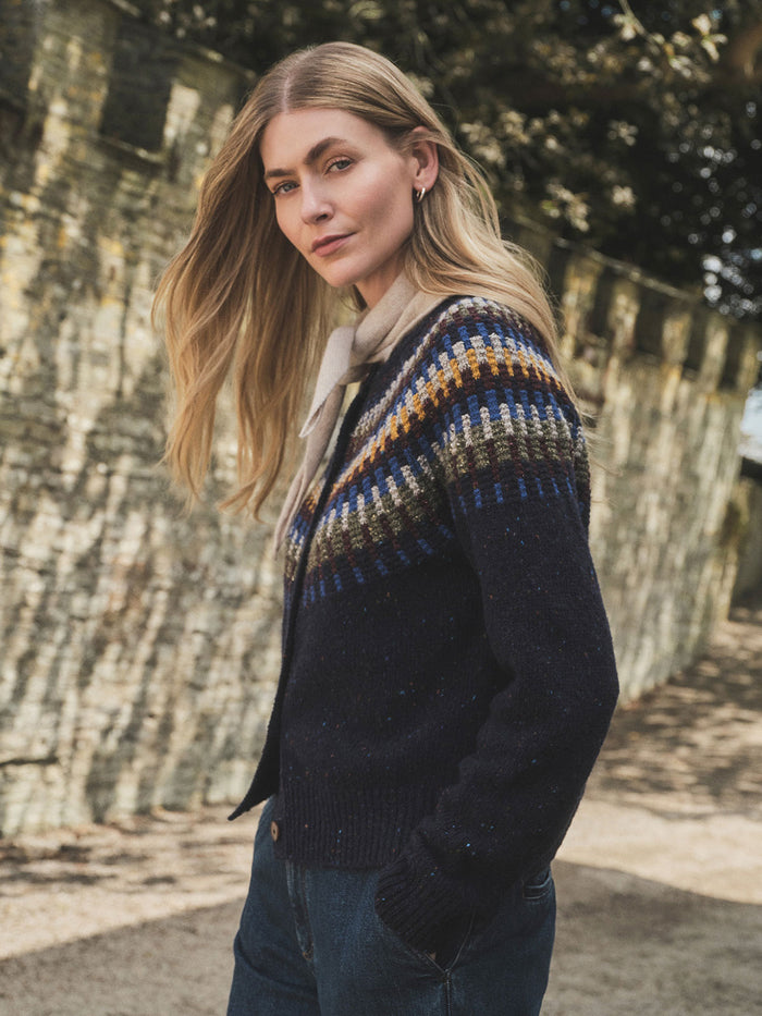Donegal Stitch Yoke Cardigan