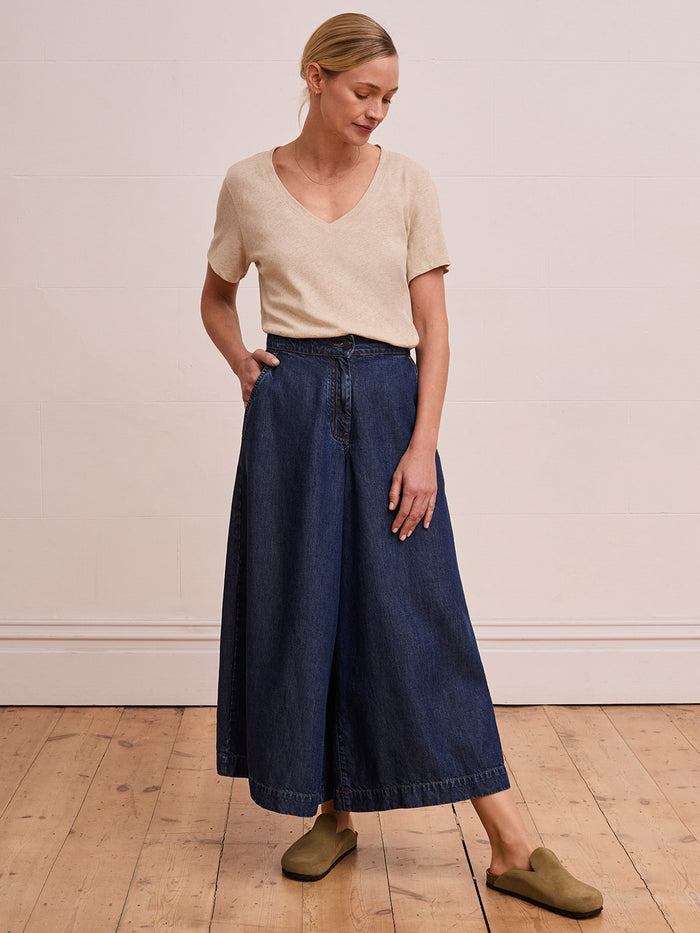 Drape Denim Culottes