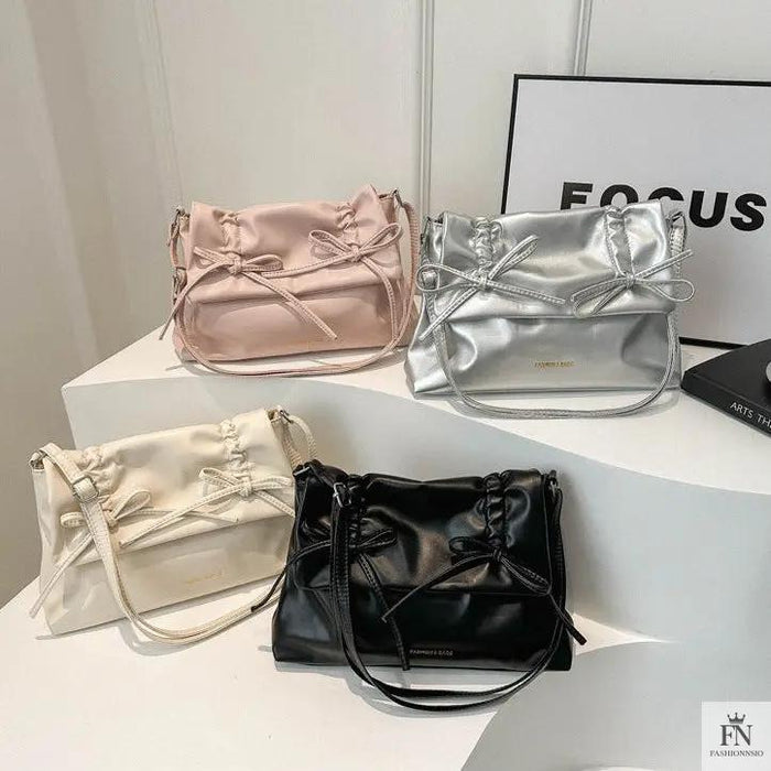 Drawstring Bow Shoulder Bags - Fashionnsio
