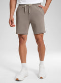 CRZ YOGA Men's Workout Mid Rise Drawstring Performance Knit Shorts 7" Cliff Ash