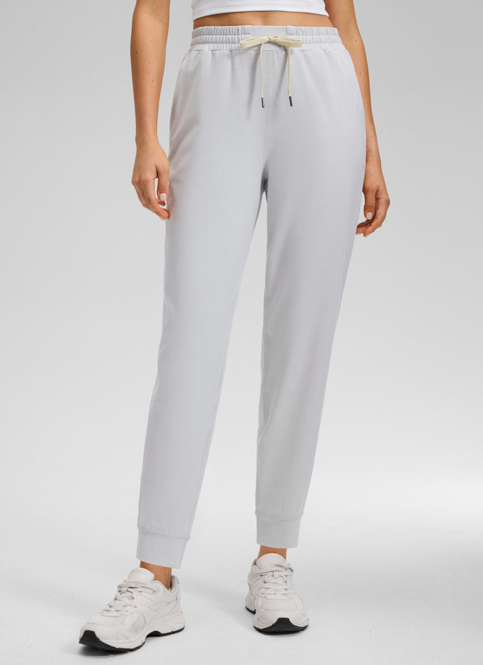 CRZ YOGA Women's Workout High Rise Drawstring Pocket Jogger 27.5" Light Grey Heather