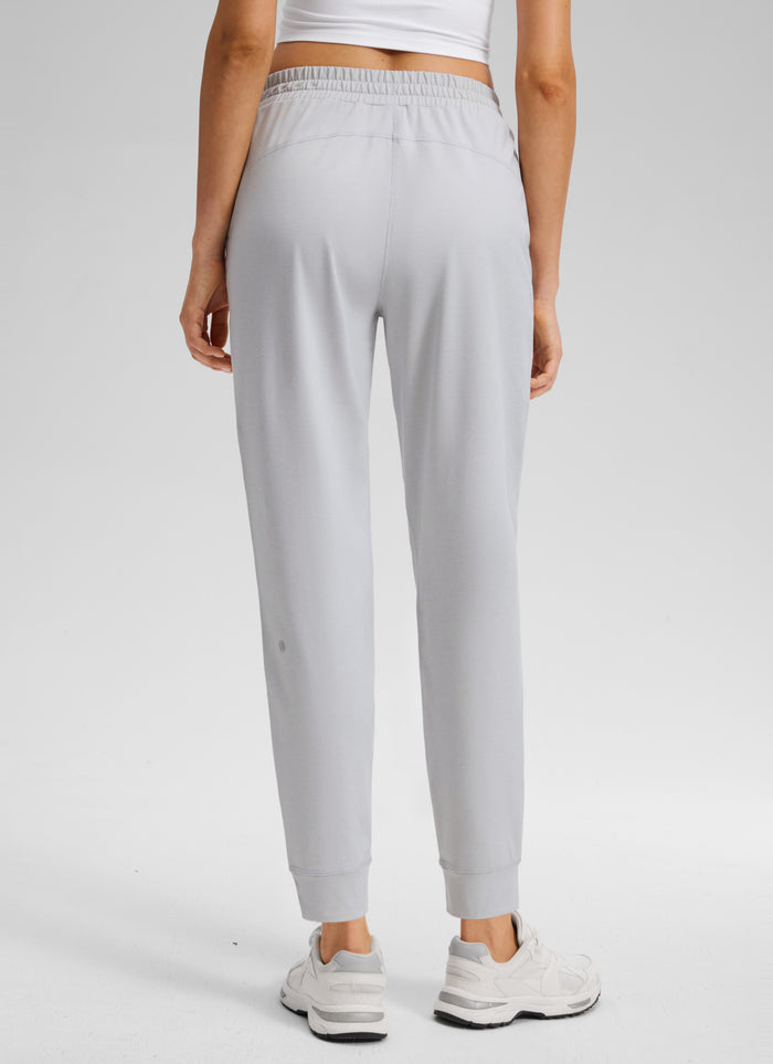 CRZ YOGA Women's Workout High Rise Drawstring Pocket Jogger 27.5" Light Grey Heather