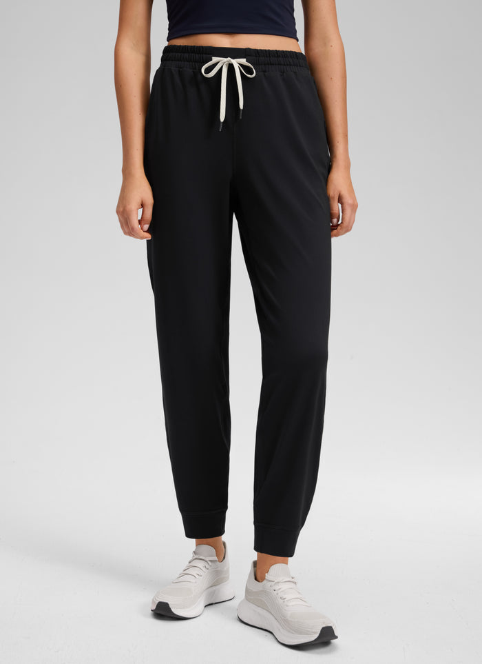 CRZ YOGA Women's Workout High Rise Drawstring Pocket Jogger 27.5" Black