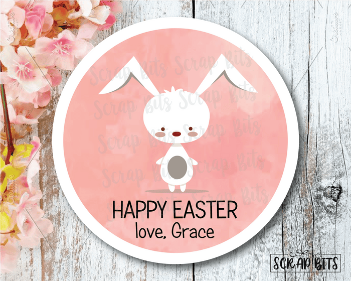 Easter Stickers . Cute Easter Bunny . Personalized Easter Gift Labels - Scrap Bits
