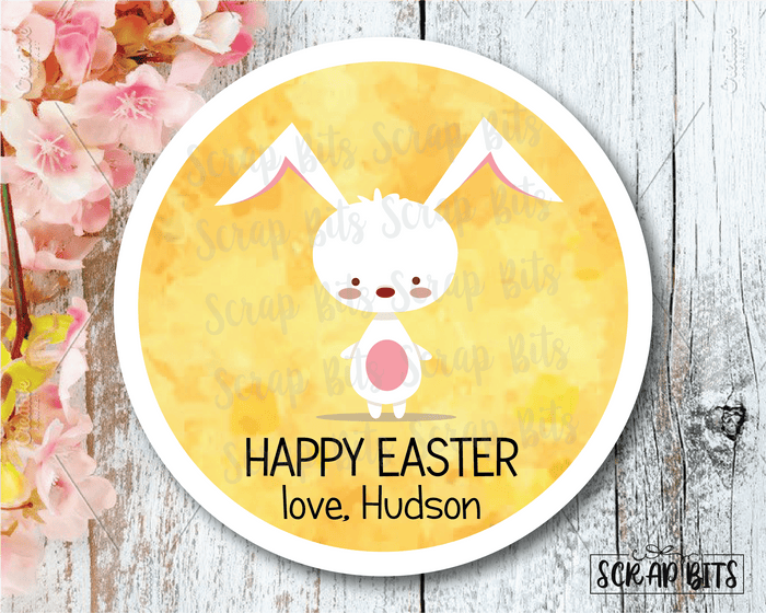 Easter Stickers . Cute Easter Bunny . Personalized Easter Gift Labels - Scrap Bits