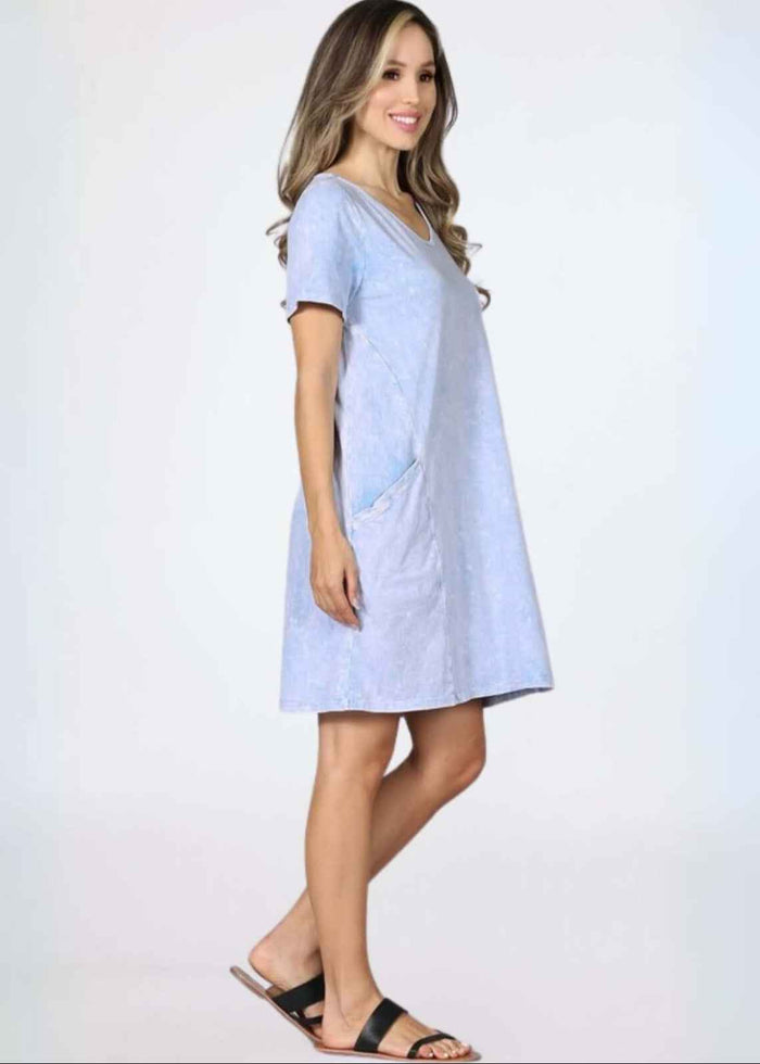 Easy Going Casual Cotton Dress with Short Sleeves - Perfect Everyday Style