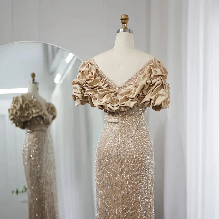 Elegant Off Shoulder Mermaid Sage Green Evening Dresses SS288