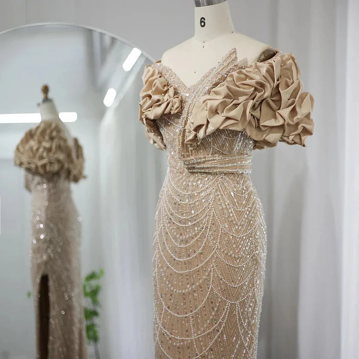 Elegant Off Shoulder Mermaid Sage Green Evening Dresses SS288