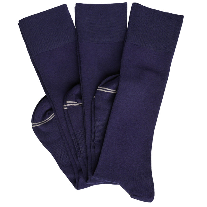 Elton 3 - Pack - Navy Dress Socks - SARTORO