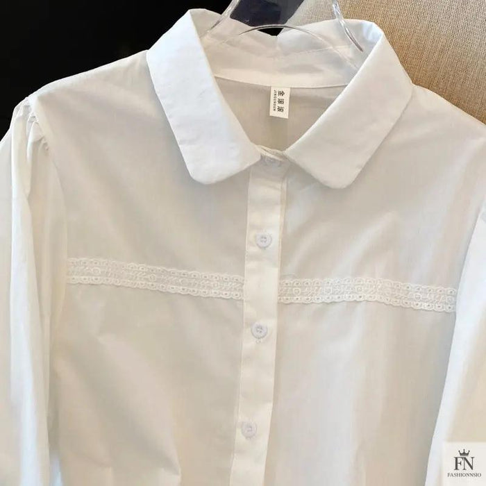Embroidered Lace Y2K Shirt For Women - Fashionnsio