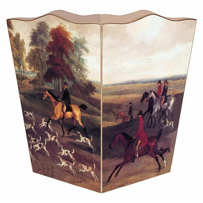 English Foxhunt Wood Waste Basket