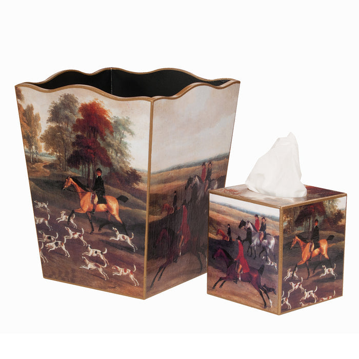 English Foxhunt Wood Waste Basket