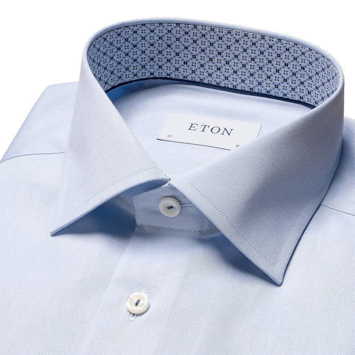 Eton - Contemporary Fit Pattern Trim Shirt in Blue - Nigel Clare