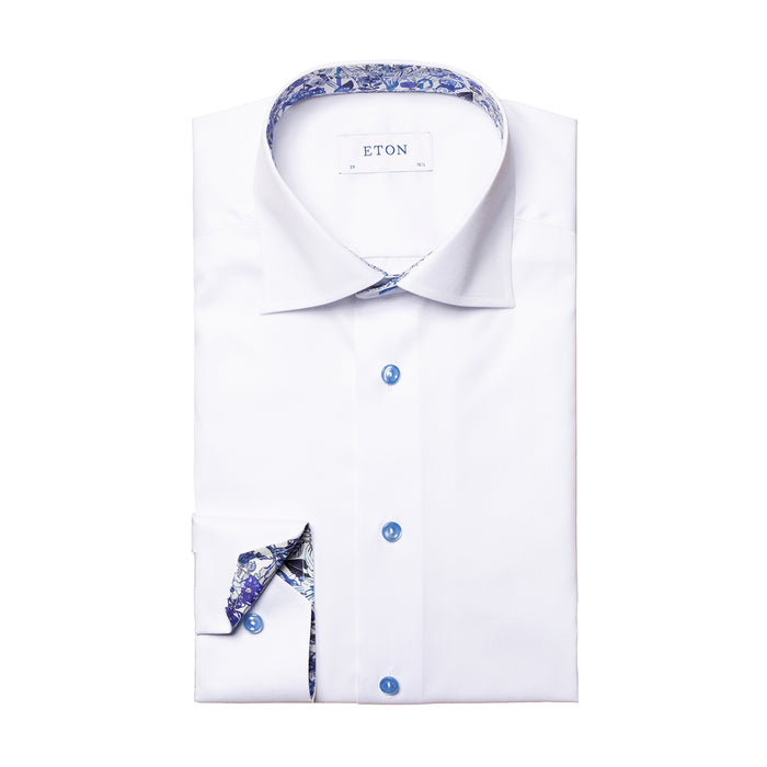 Eton - Slim Fit Floral Detail Shirt in White - Nigel Clare