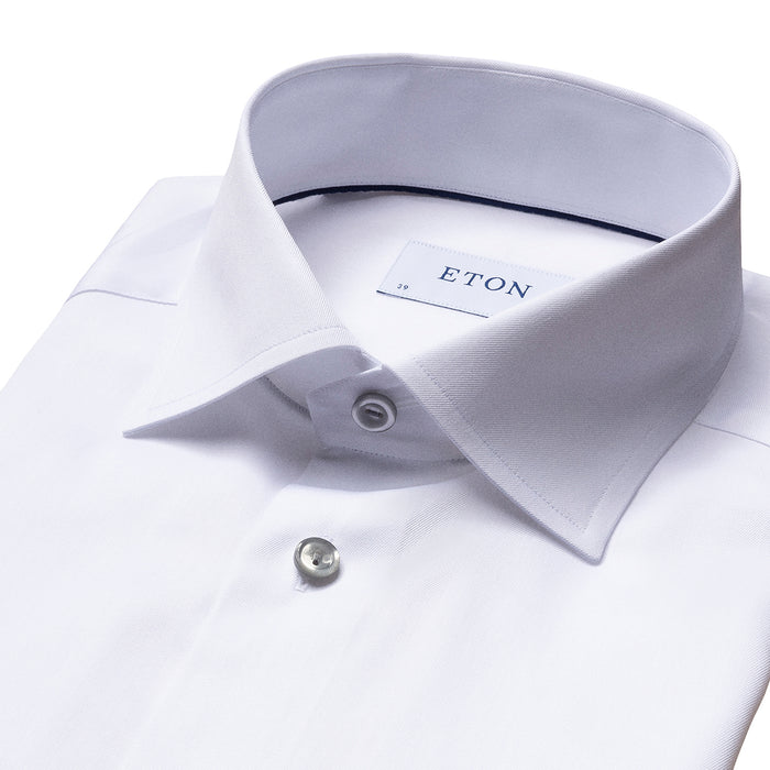 Eton - Slim Fit Grey Button Shirt in White - Nigel Clare
