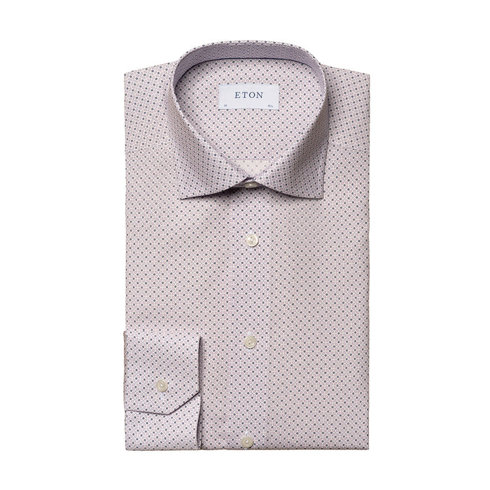 Eton - Slim Fit Patterned Shirt in White/Pink - Nigel Clare