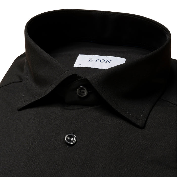 Eton - Slim Fit Stretch Shirt in Black - Nigel Clare